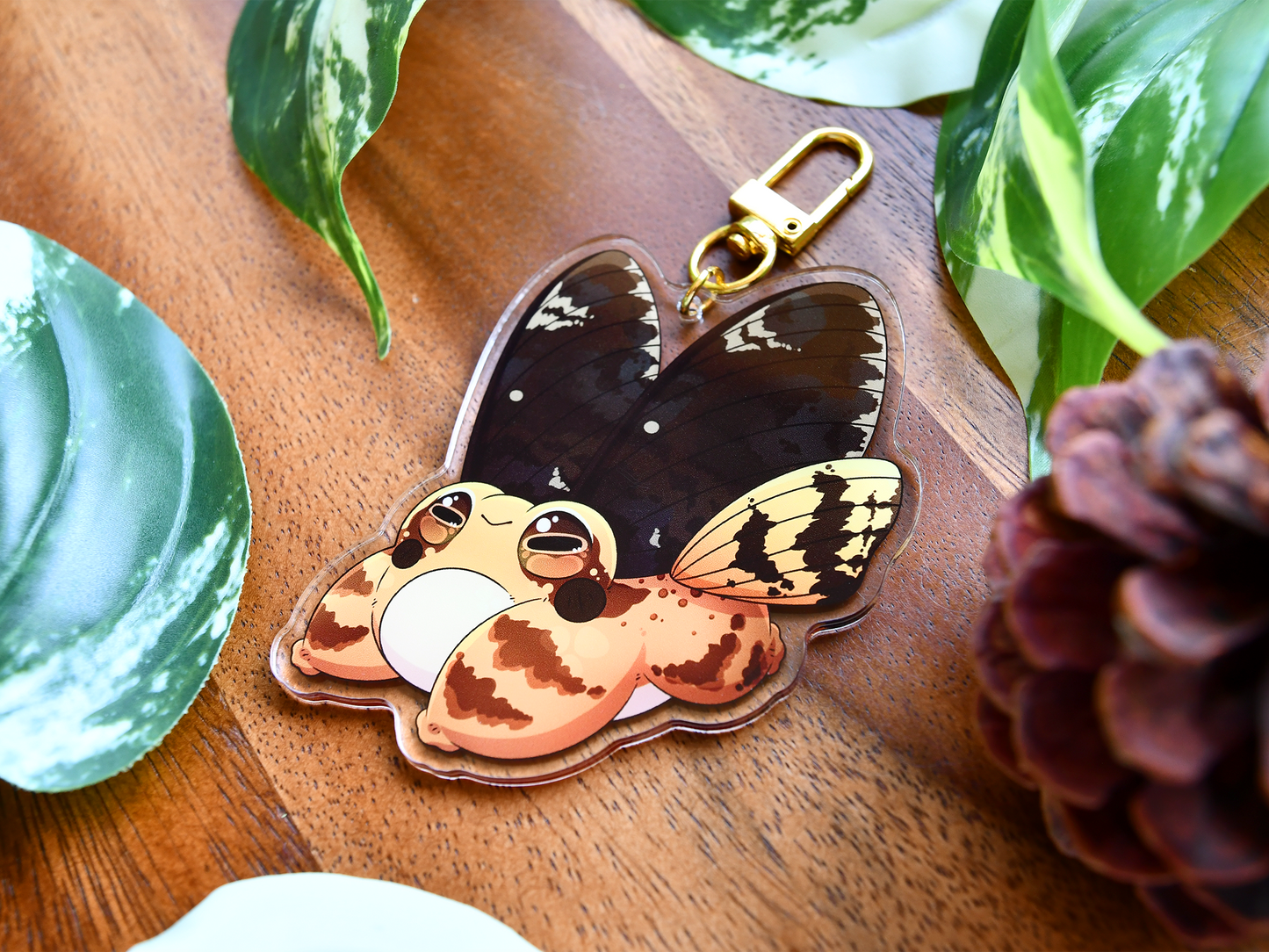 Frog Fairy Acrylic Charm | European Common Frog ◦ Death's-Head Hawkmoth