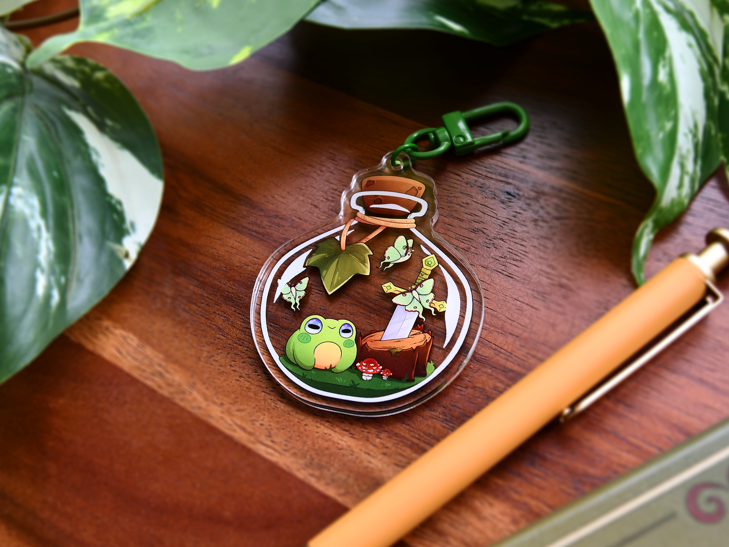 Frog in a Bottle Acrylic Charm