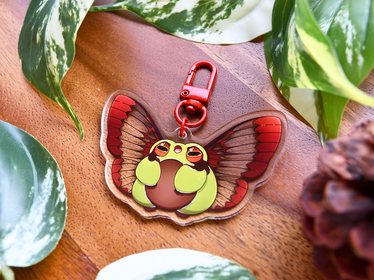Frog Fairy Acrylic Charm | Pine Barrens Tree Frog ◦ Hummingbird Clearwing Moth
