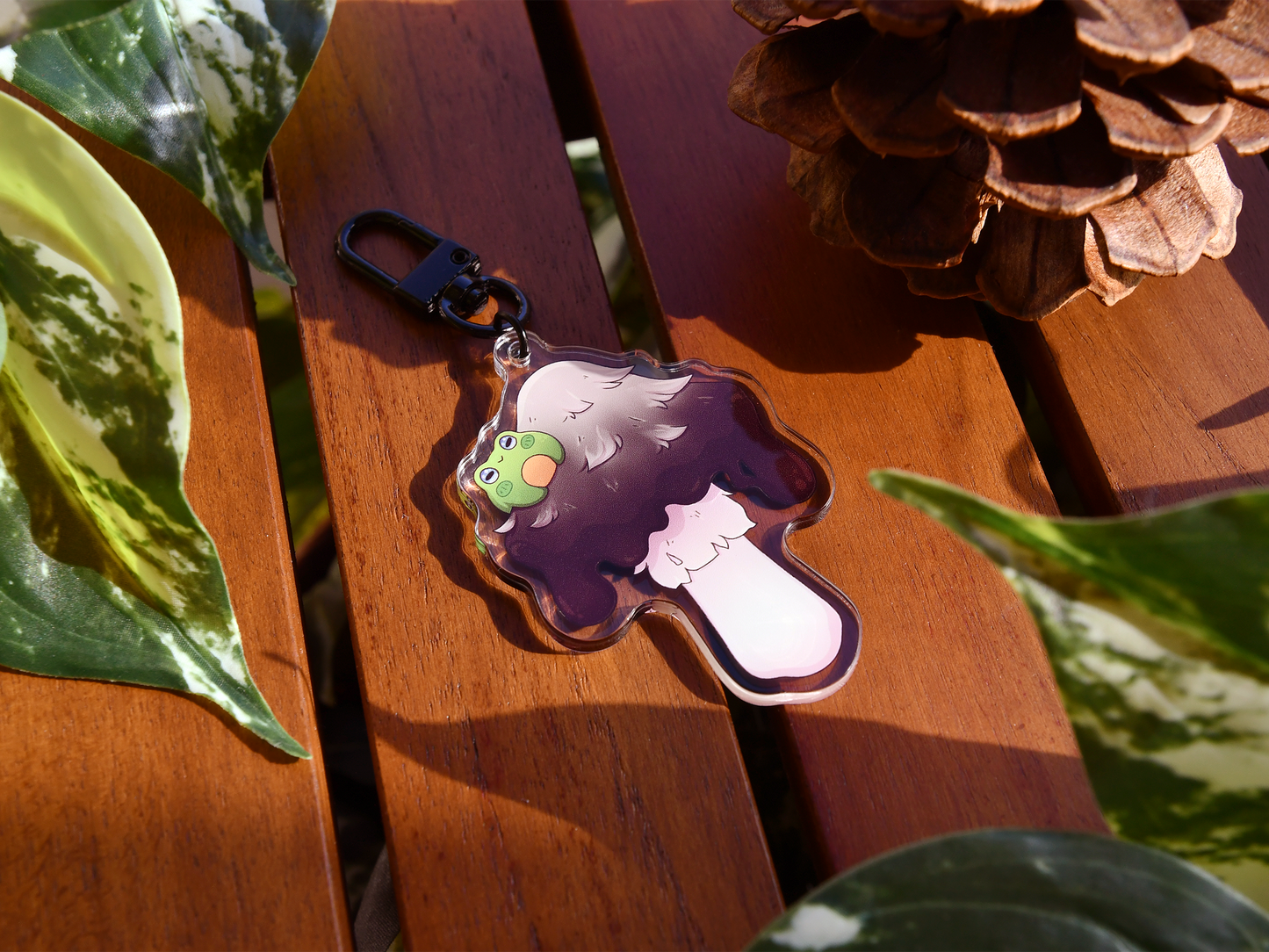 Inky Cap Mushroom Frog Acrylic Charm