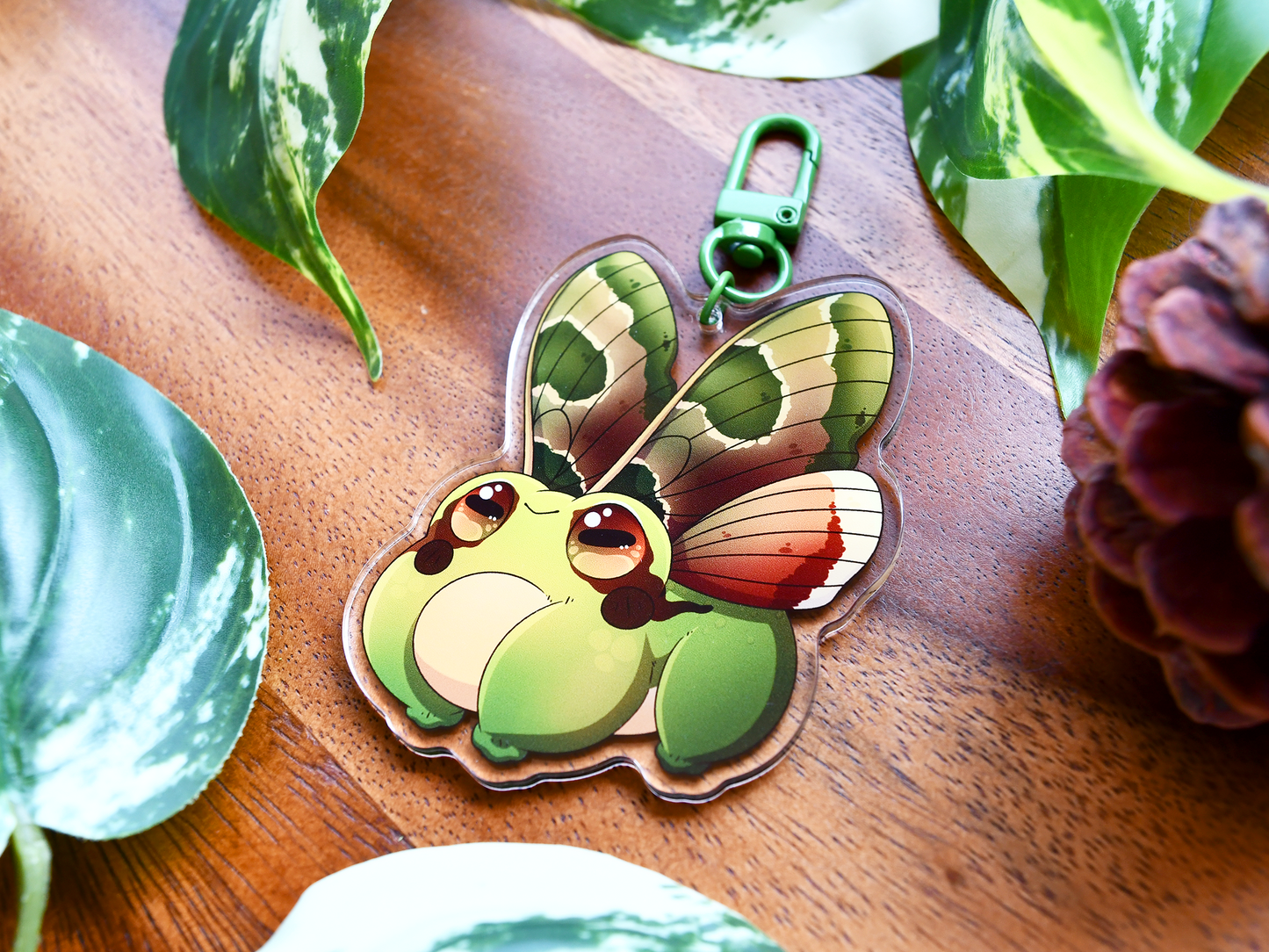 Frog Fairy Acrylic Charm | Pacific Tree Frog ◦ Pacific Green Sphinx Moth