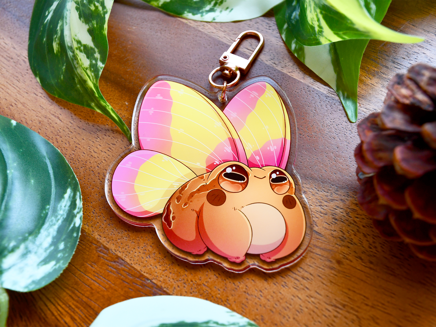 Frog Fairy Acrylic Charm | Spring Peeper Frog ◦ Rosy Maple Moth