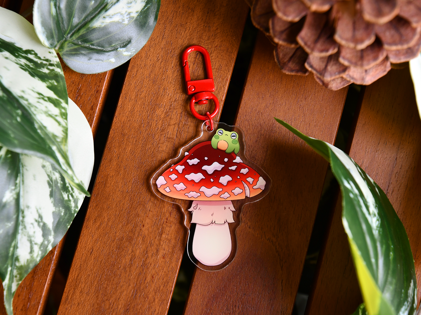 Fly Agaric Mushroom Frog Acrylic Charm