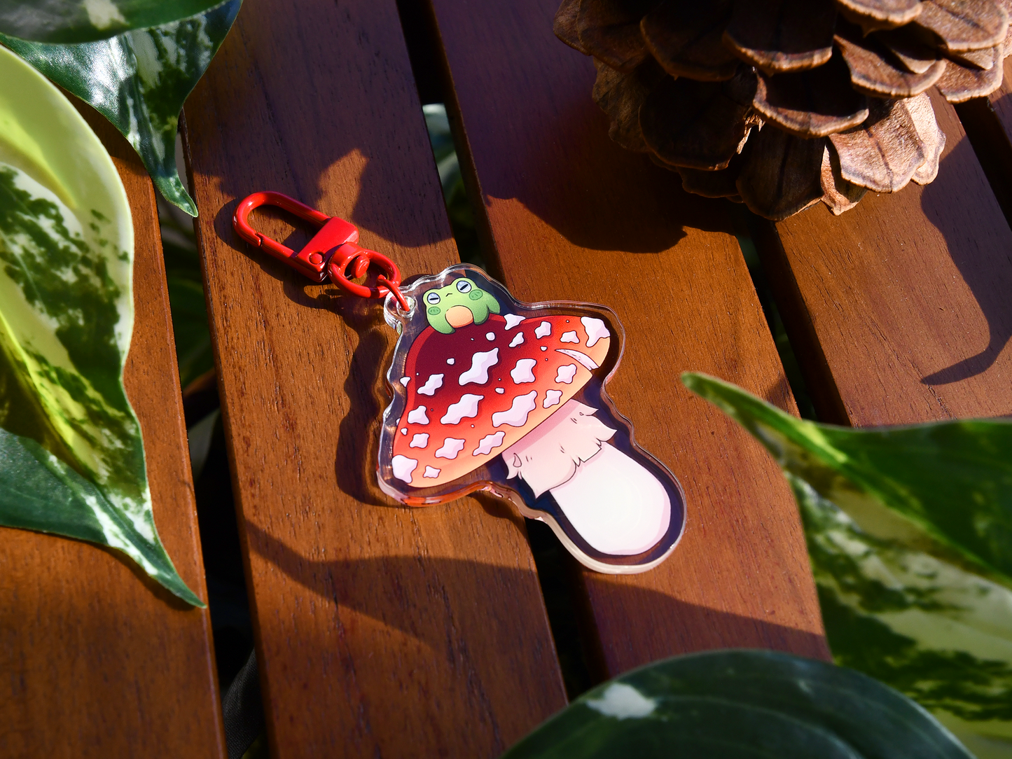 Fly Agaric Mushroom Frog Acrylic Charm