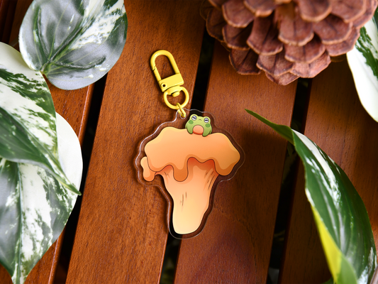 Chanterelle Mushroom Frog Acrylic Charm