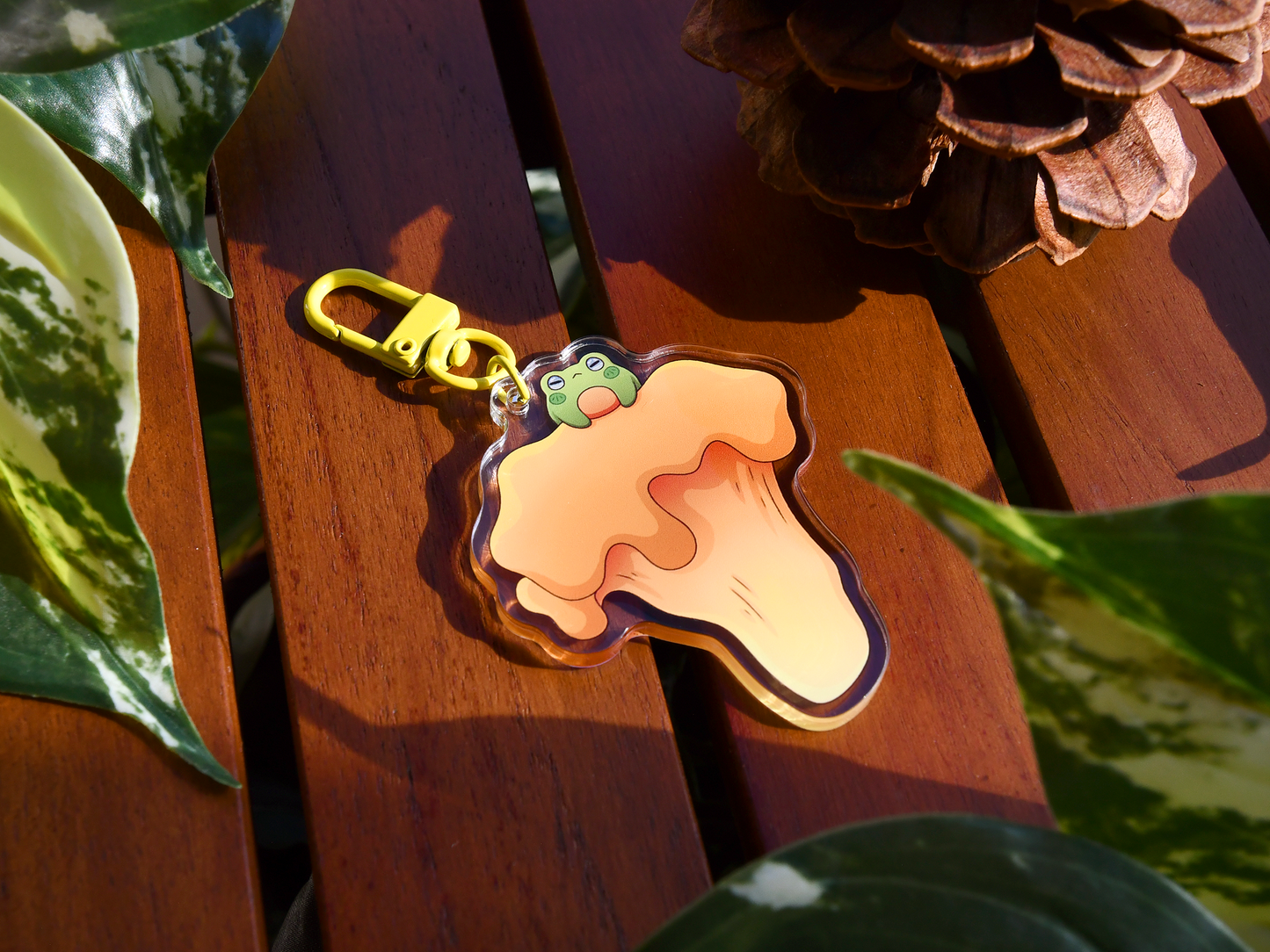 Chanterelle Mushroom Frog Acrylic Charm