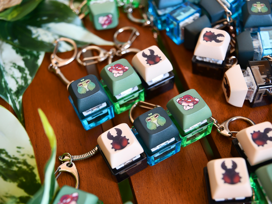 Clicky Keycap Keyboard Fidget Keychain ◦ Kawaii Frog Keychain ◦ Cute Mushroom Keychain ◦ Cute Beetle Insect Keychain