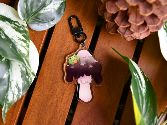 Inky Cap Mushroom Frog Acrylic Charm