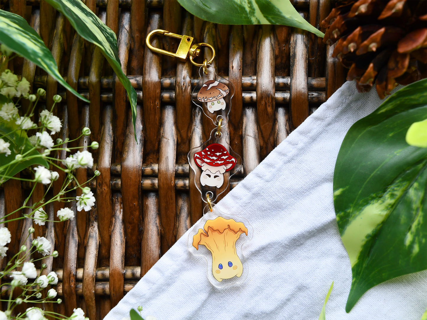 3pc Mushroom Hanging Acrylic Charm