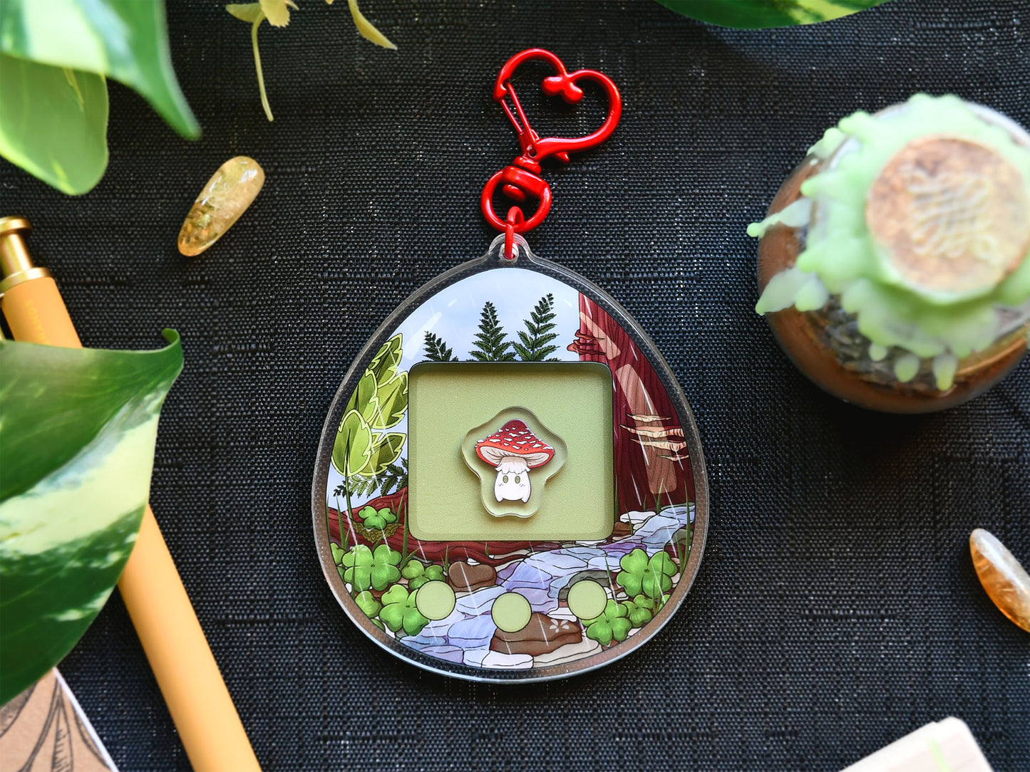 Mushroom Virtual Pet Shaker Acrylic Charm